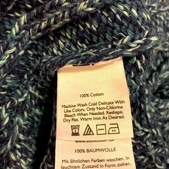 Women’s Eddie Bauer Two Tone Knot Blue Open Front Cardigan- Sz- M - Picture 9 of 10